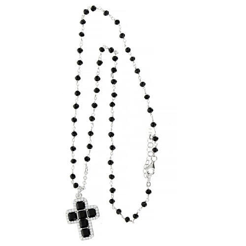 Colar de prata 925 Benedictus cruz zircões pretos 4