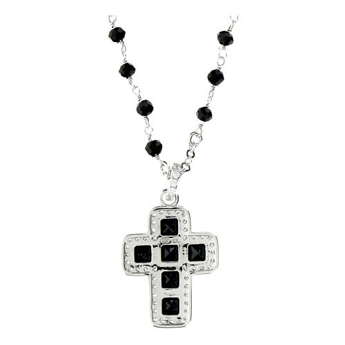 Agios 925 silver cross necklace with black zircons 3