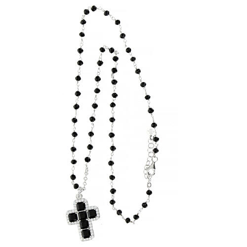 Agios 925 silver cross necklace with black zircons 4