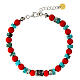 Agios bracelet with red and light blue natural stones, 925 silver s1