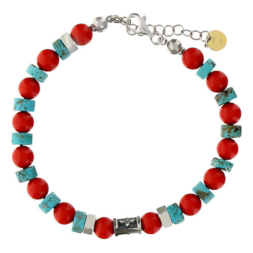 Pulseira pedras naturais Benedictus vermelho e azul prata 925 3