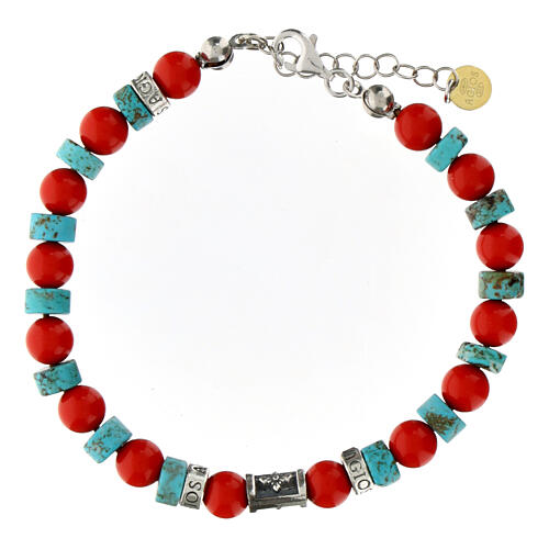 Agios red and blue natural stones bracelet in 925 silver 3