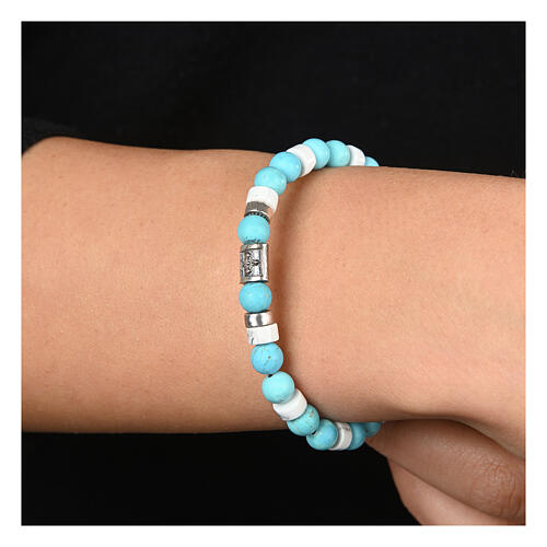 Armband Benedictus mit blauen und weißen Natursteinen aus 925er Silber 2
