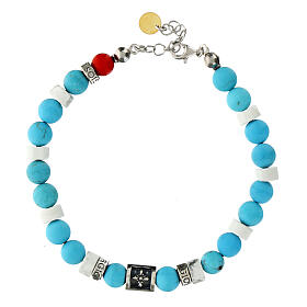 Agios bracelet with white and light blue natural stones, 925 silver