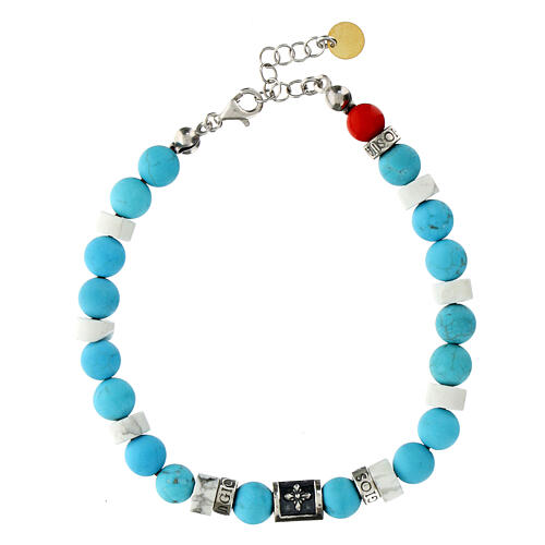 Agios bracelet with white and light blue natural stones, 925 silver 1