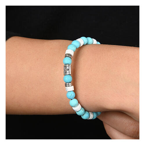 Bracelet Agios pierres naturelles turquoise et blanc argent 925 2