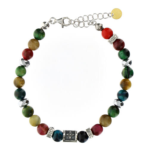 Armband mit bunten Natursteinen Agios aus 925er Silber 1