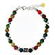 Agios bracelet with green, red and yellow natural stones, 925 silver s1