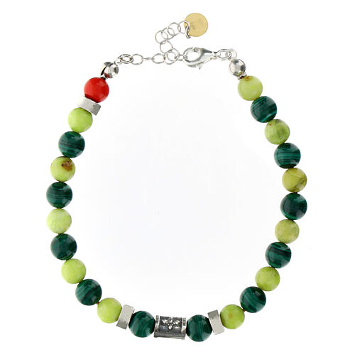 Benedictus bracelet with dark and light green natural stones, 925 silver 3