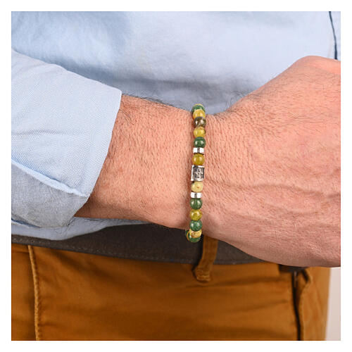 Pulseira pedras naturais Benedictus verde claro e escuro prata 925 2