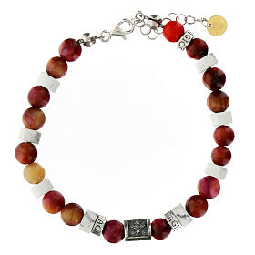 Agios bracelet with pink natural stones, 925 silver