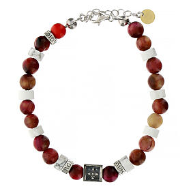 Agios bracelet with pink natural stones, 925 silver