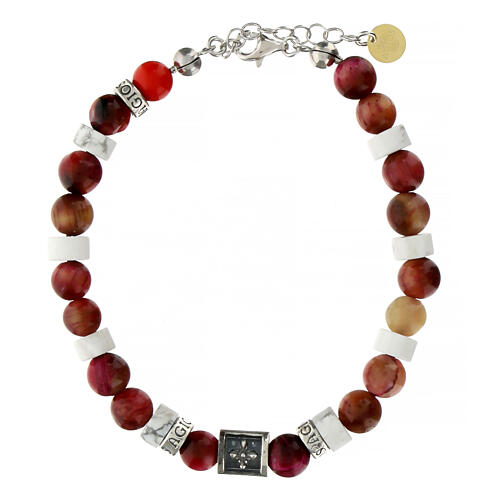 Pink bracelet with natural stones Agios 925 silver 2