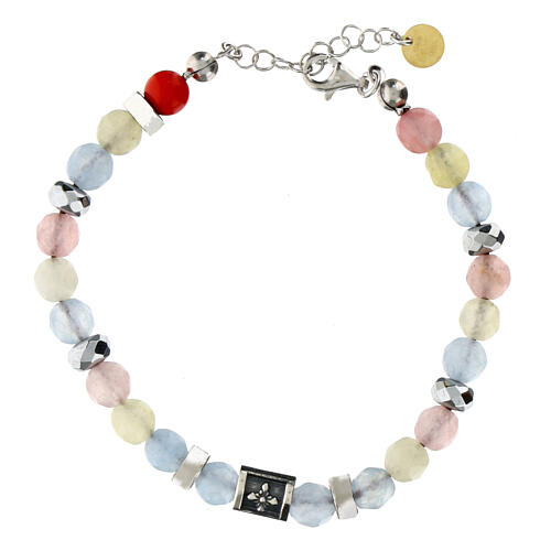 Pulsera Benedictus piedras naturales azul amarillo rosa plata 925 3