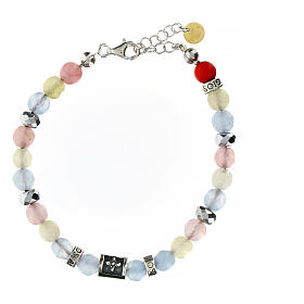 Bracciale Agios pietre naturali azzurro giallo rosa argento 925