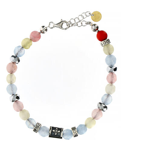 Bracciale Agios pietre naturali azzurro giallo rosa argento 925 1