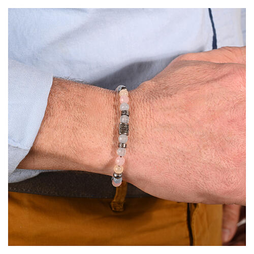 Bracciale Agios pietre naturali azzurro giallo rosa argento 925 4