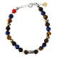 Armband mit blauen braunen und senfgelben Natursteinen aus 925er Silber von Benedictus s1