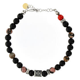Agios bracelet, black natural stones and 925 silver