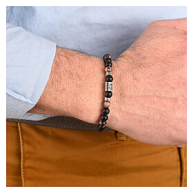 Bracciale Agios con pietre nere naturali argento 925