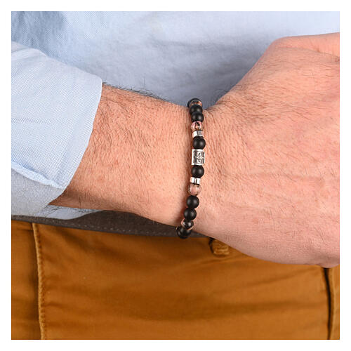Bracciale Benedictus con pietre nere naturali argento 925 2
