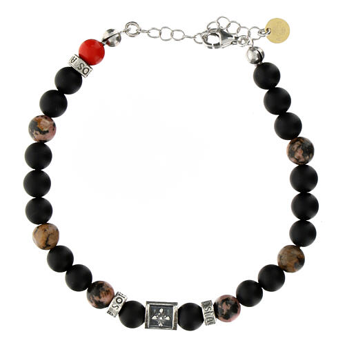 Agios bracelet with natural black stones 925 silver 1