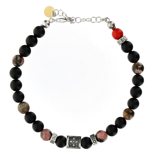 Agios bracelet with natural black stones 925 silver 2