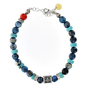 Agios bracelet, dark and light blue natural stones, 925 silver