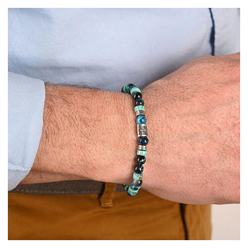 Agios bracelet, dark and light blue natural stones, 925 silver 2