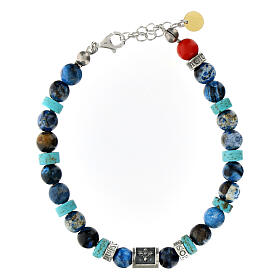 Bracelet Agios pierres naturelles turquoise et bleu argent 925