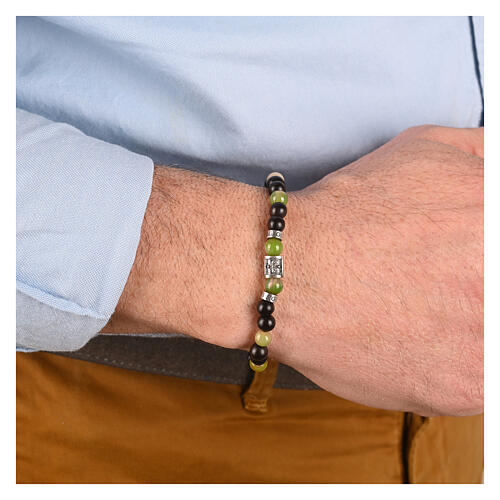 Pulseira pedras naturais Agios preto e verde prata 925 2
