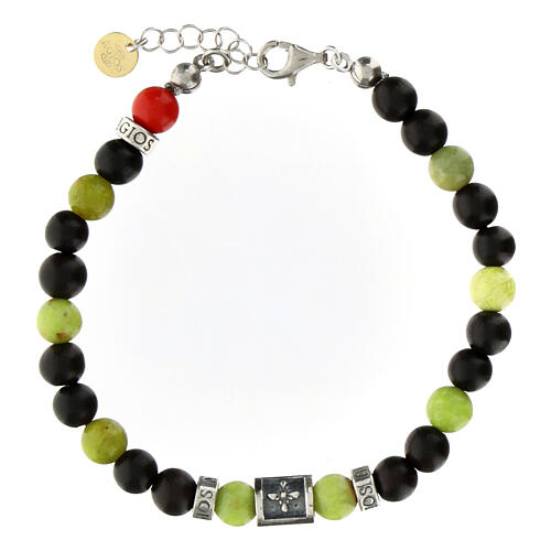 Agios silver bracelet with black and green natural stones 2