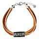 Pater beige leather bracelet Agios 925 silver s1