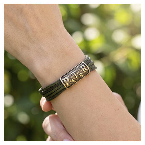 Bracelet Pater doré en cuir Benedictus argent 925 2