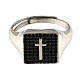 Agios Ring aus rhodiniertem Silber 925 mit schwarzen Zirkonen und Kreuz s3