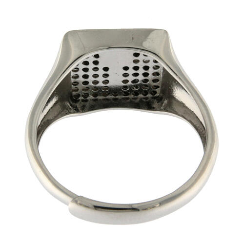 Agios signet ring of rhodium-plated 925 silver, cross and black rhinestones 4