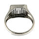 Agios signet ring of rhodium-plated 925 silver, cross and black rhinestones s4