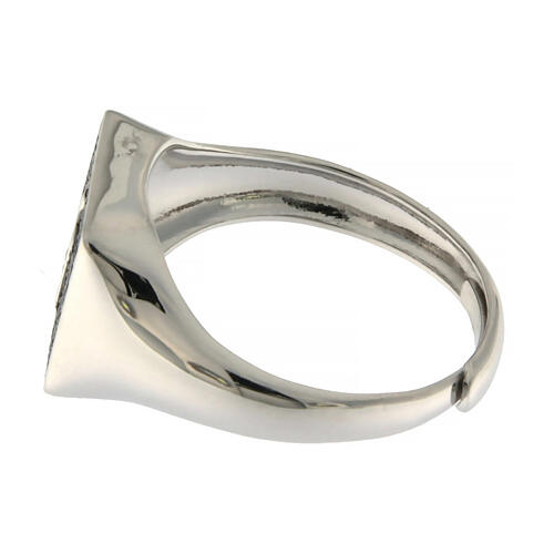 Anello Agios argento rodiato zirconi neri e croce 4