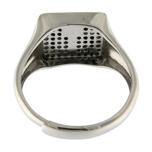 Anello Agios argento rodiato zirconi neri e croce 5