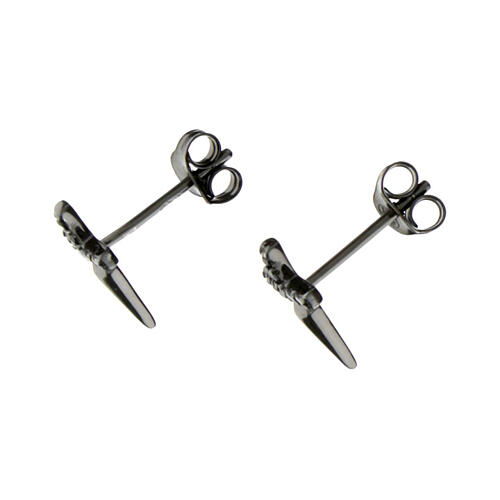 Agios black cross-shaped stud earrings, 925 silver and black rhinestones 2