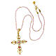 Agios necklace of 925 silver and pink stone beads, gold plated cross with rhinestones s4