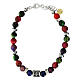 Bracciale Benedictus argento 925 pietre naturali rosse, verdi e viola s1