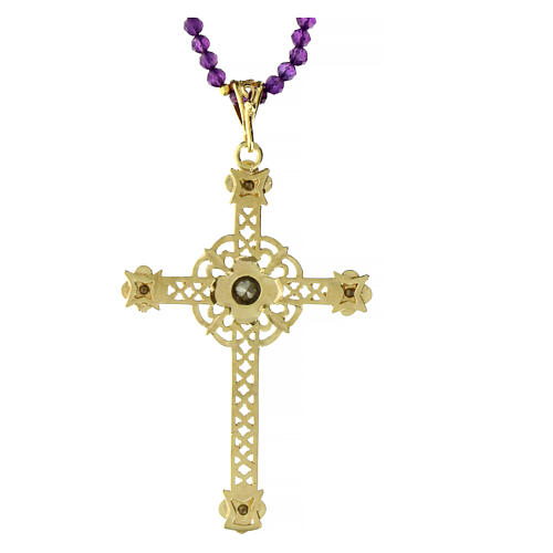 Halskette Agios aus 925 Silber mit Zirkonen und vergoldetem Kreuz 3
