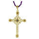 Agios necklace of gold plated 925 silver and purple stone beads, cut-out cross with rhinestones s3