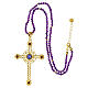 Agios necklace of gold plated 925 silver and purple stone beads, cut-out cross with rhinestones s4