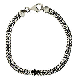 Bracciale Agios argento fin. rutenio con croce e zirconi neri