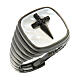 Agios signet ring of 925 silver, cross on mother-of-pearl and black rhinestones s1