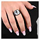 Agios 925 mother-of-pearl silver ring with black zircons and cross s2
