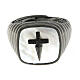 Agios 925 mother-of-pearl silver ring with black zircons and cross s3