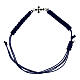 Agios blue fabric bracelet with cross and black zircons s1